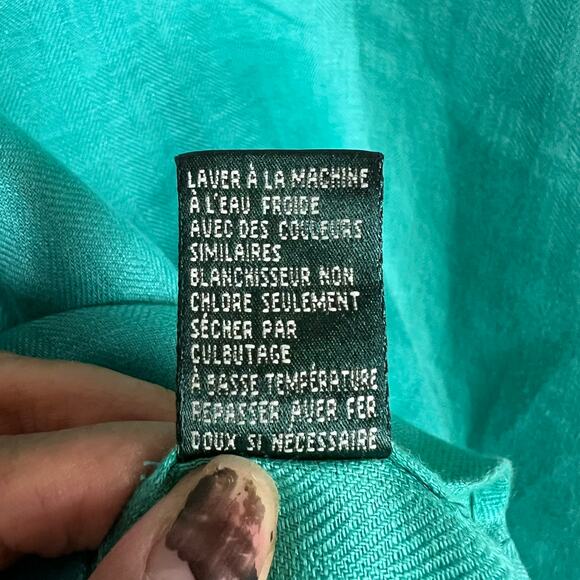 Lauren Ralph Lauren Linen Button Up Chic Resort Blouse Green Women's Size Medium - Picture 6 of 7